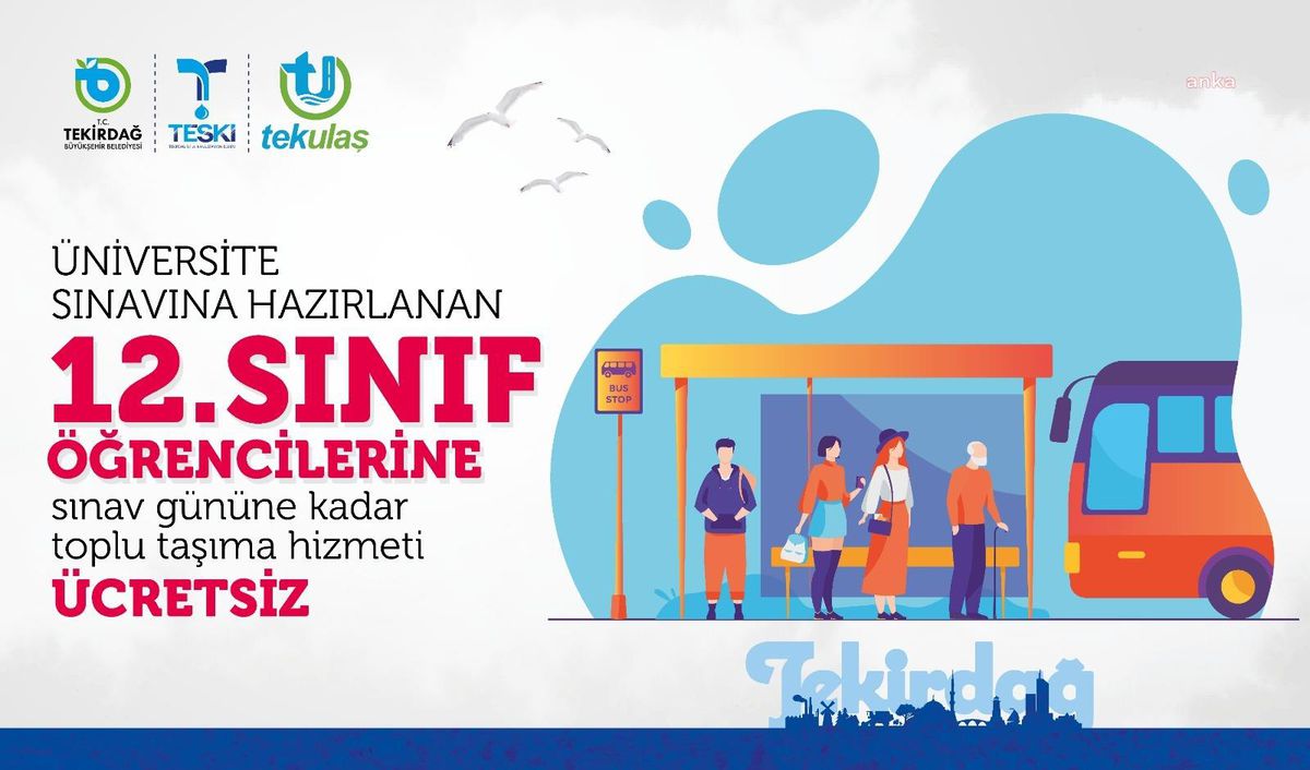 Tekirdağ Büyükşehir\'den 12. Sınıflara Şehir İçi Ulaşımda Aylık 20 Biniş Hakkı