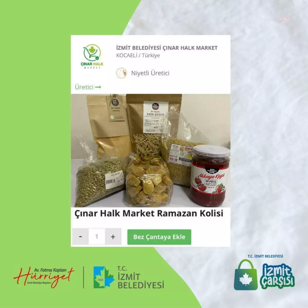 Çınar Halk Market\'in Ramazan Kolileri, İzmit Çarşısı\'ndan İhtiyaç Sahiplerine Ulaşacak