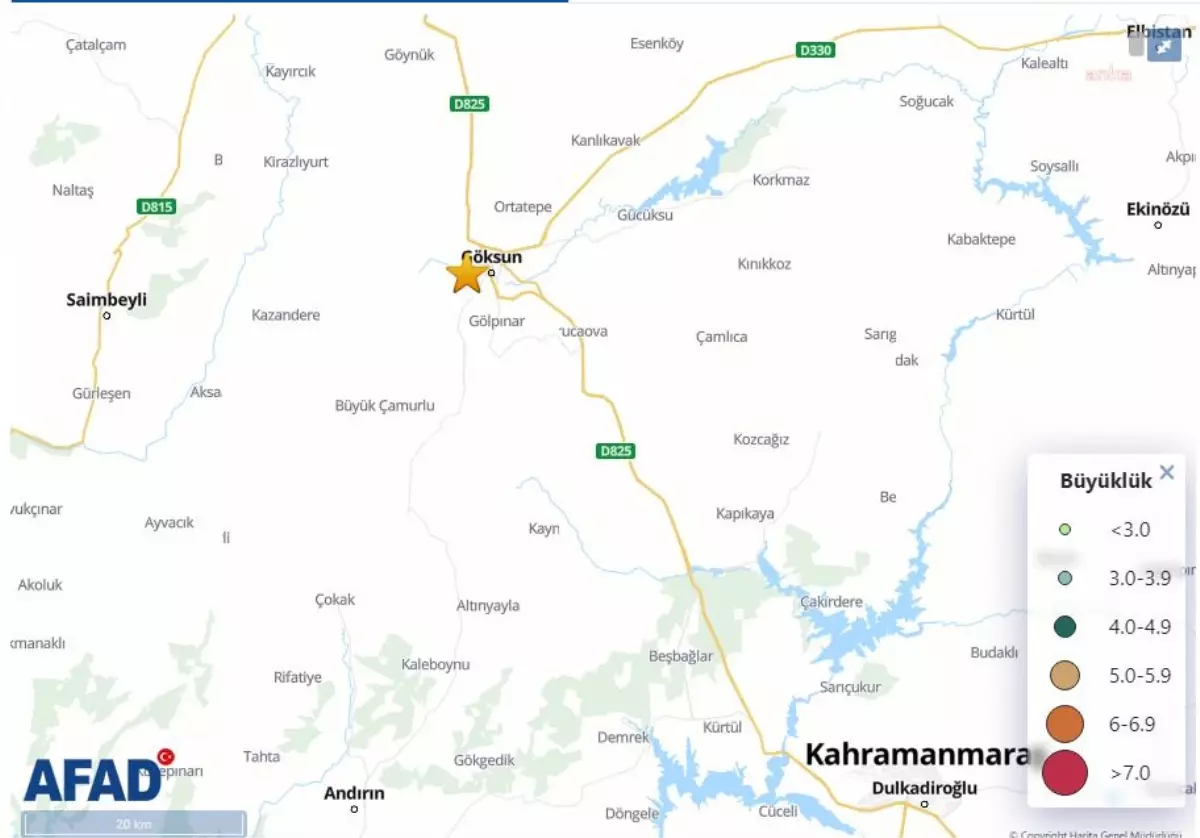 Kahramanmaraş\'ın Göksun İlçesinde 5.3 Büyüklüğünde Deprem Oldu