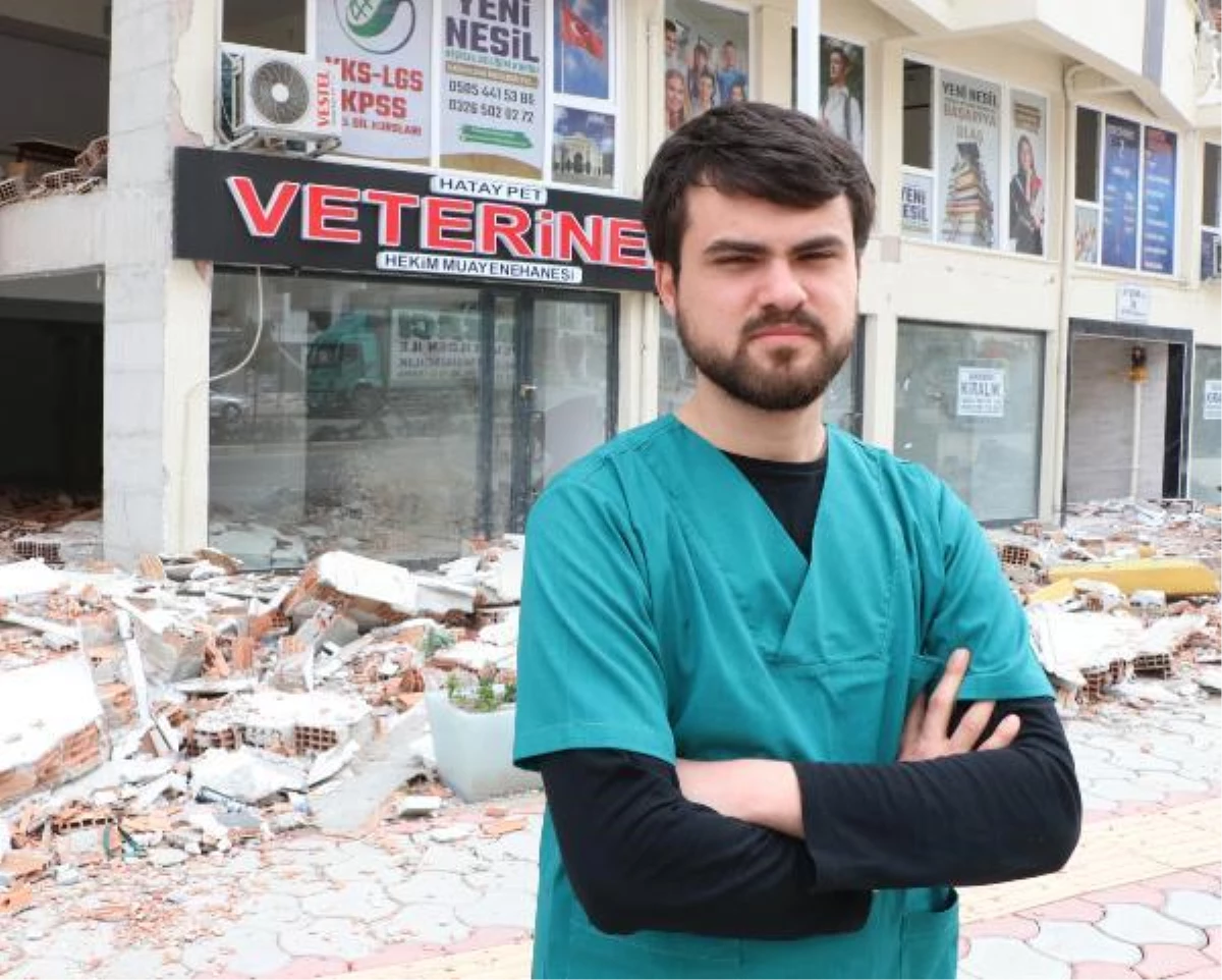 6 Şubat\'ta açılışını yapacağı veteriner kliniği, depremde harabeye döndü