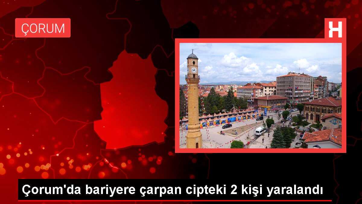 Çorum'da bariyere çarpan cipteki 2 kişi yaralandı