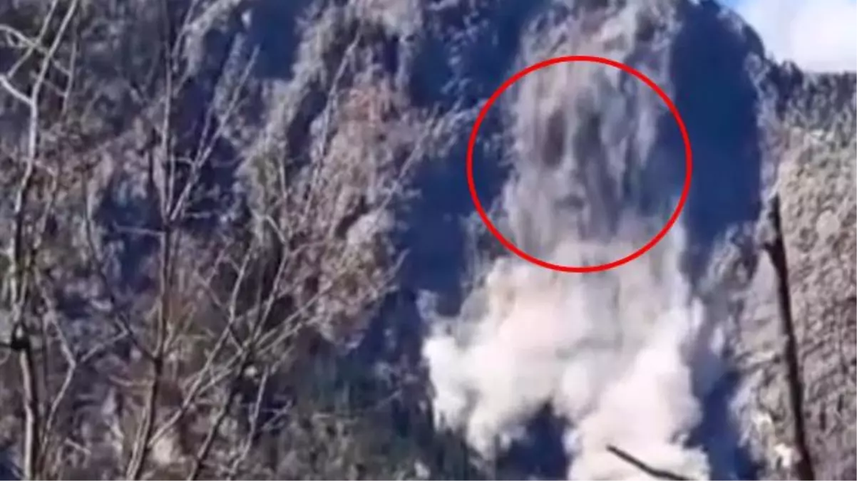 Dağdan kopan parçaların oluşturduğu tablolar görenleri şaşkına çevirdi! İşte o görüntüler