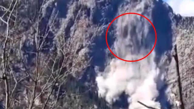 Düldül Dağı'ndan kopan kaya kütlelerinin tozu ortaya insan silüeti çıkardı