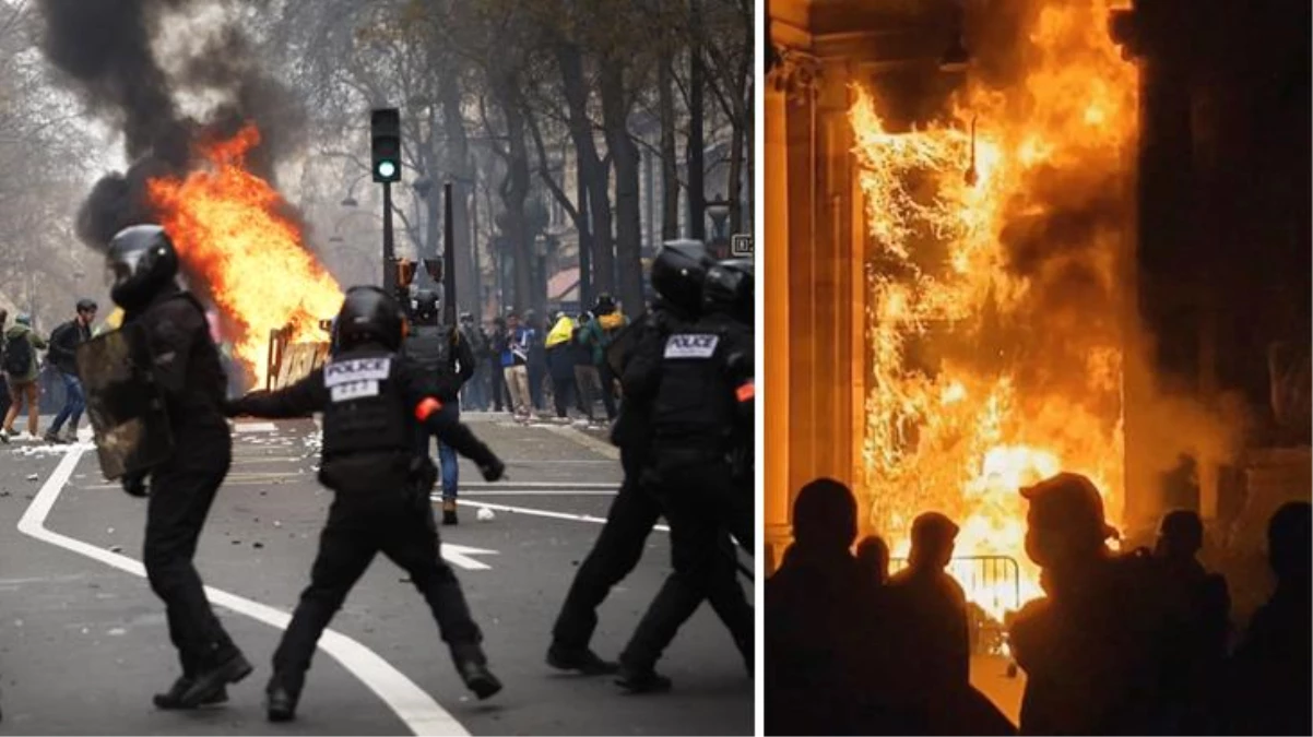 Fransa\'da olaylar büyüyor! Belediye binası ateşe verildi, İngiltere Kralı\'nın ziyareti gösteriler yüzünden ertelendi