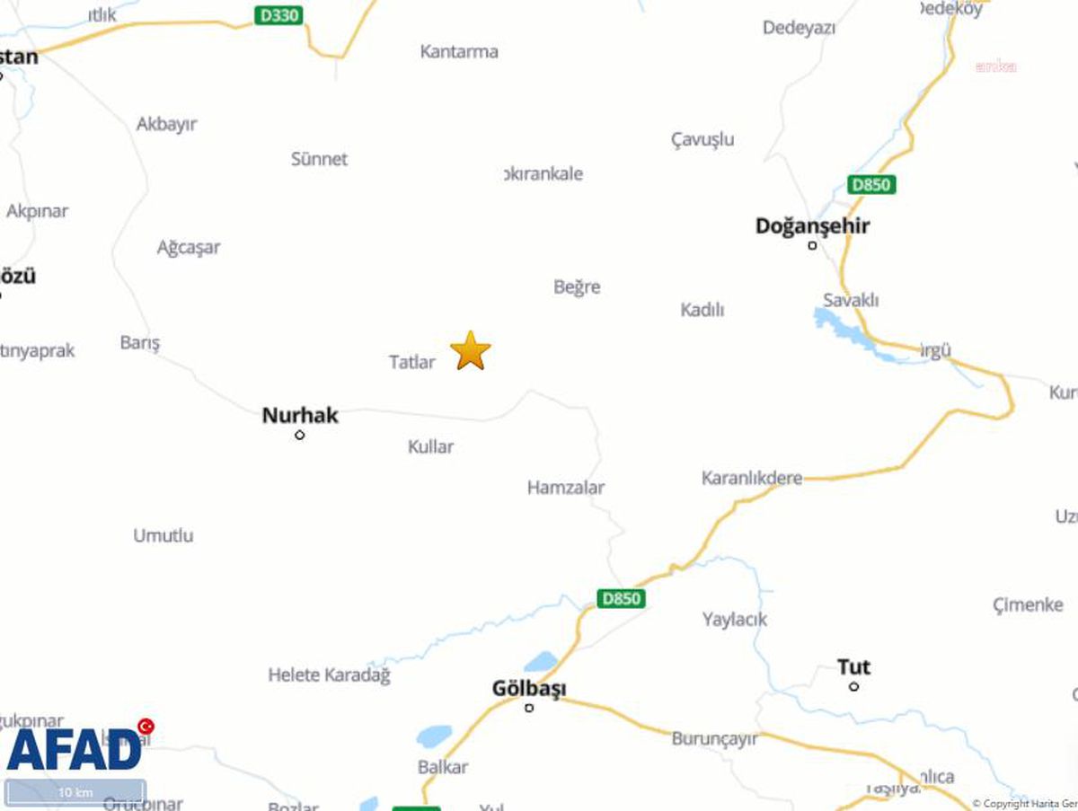 Kahramanmaraş\'ın Nurhak İlçesinde 4.4 Büyüklüğünde Derpem Oldu