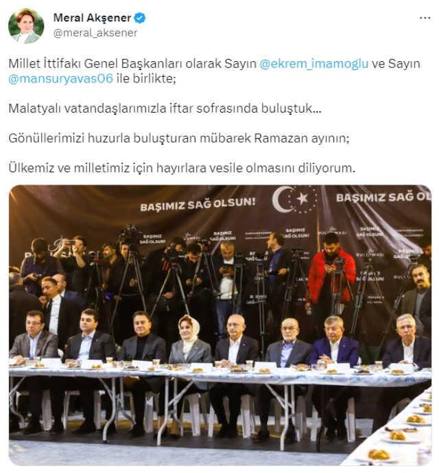 Akşener'in paylaşımı tartışma yarattı! Bütün liderler karede, ama sadece İmamoğlu ve Yavaş'ı etiketledi