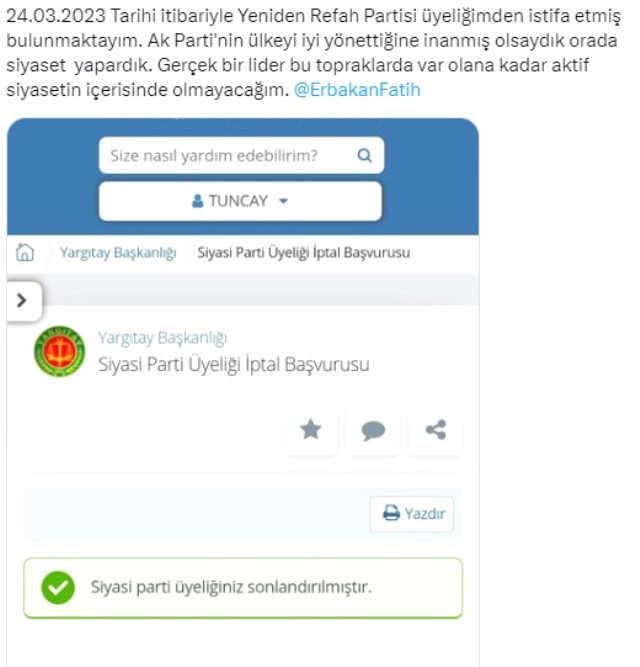 Yeniden Refah'ın Cumhur İttifakı'na katılmasının ardından istifalar başladı! e-Devlet üzerinden üyelik iptali yapıyorlar