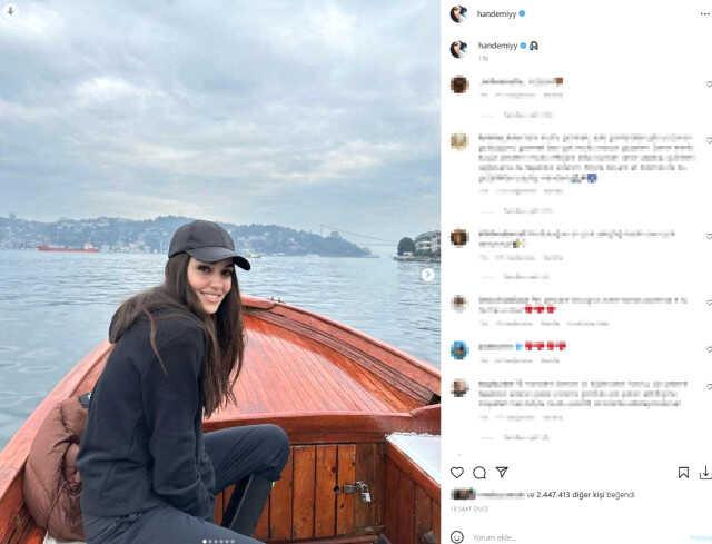 Hande Erçel sevgilisi Hakan Sabancı ile balığa çıktı, paylaşımına beğeni yağıyor