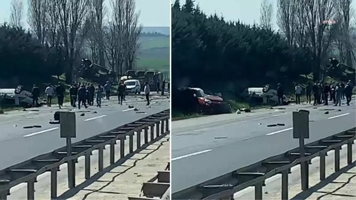 TEM SİLİVRİ\'DE 6 KİŞİNİN ÖLDÜĞÜ KAZA ANI KAMERADA