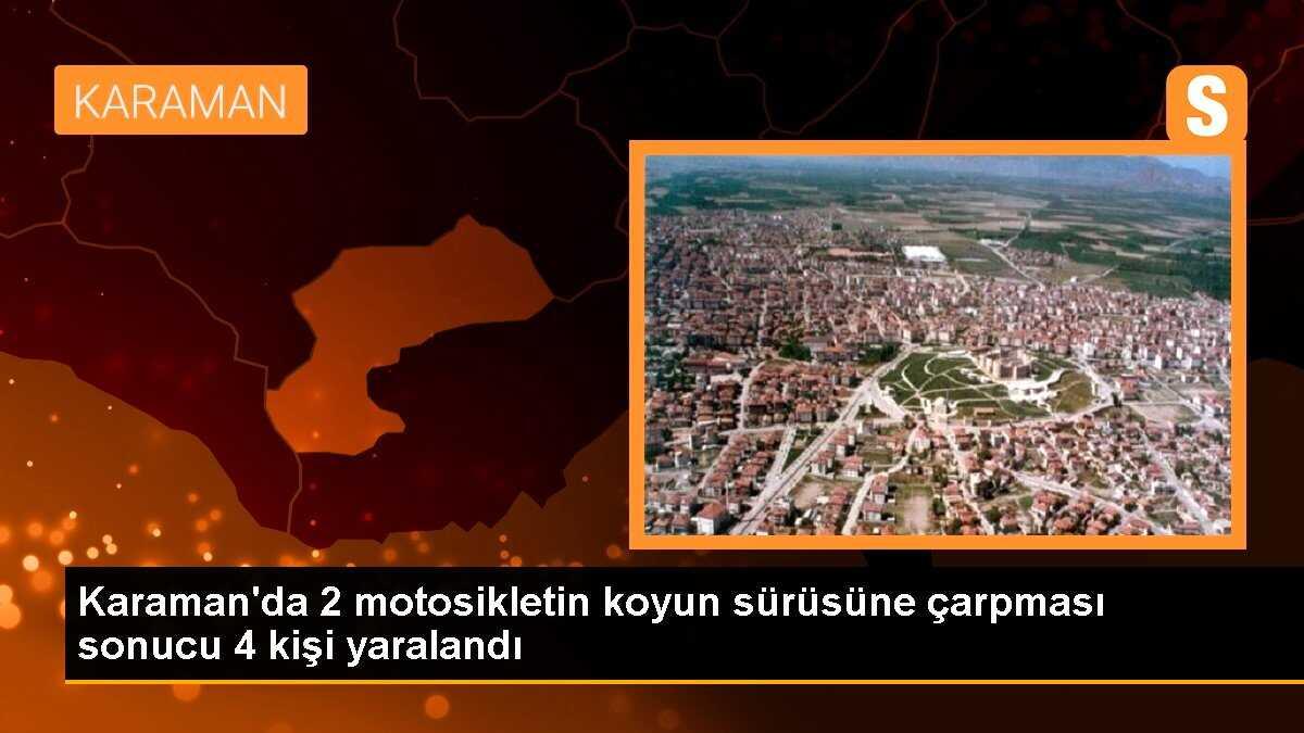 Karaman\'da 2 motosikletin koyun sürüsüne çarpması sonucu 4 kişi yaralandı