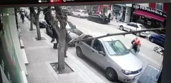 Motosikletini çalan hırsızı üstüne atlayarak yakaladı