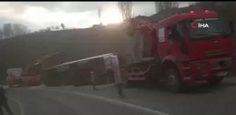 Kontrolden çıkan tır devrildi: 1 yaralı