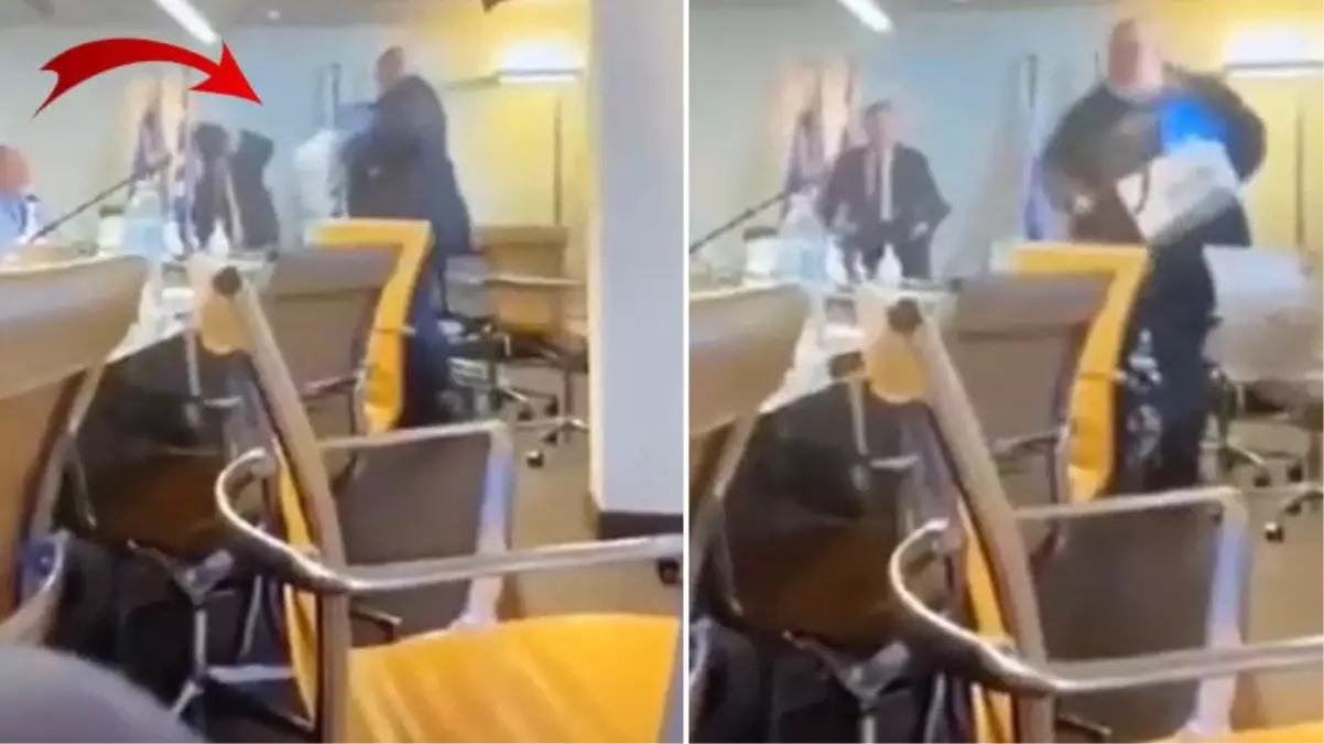 Bütün ülke bu görüntüleri konuşuyor! Toplantı esnasında sinirlerine hakim olamayan kulüp yetkilisi federasyon başkanına etekle saldırdı