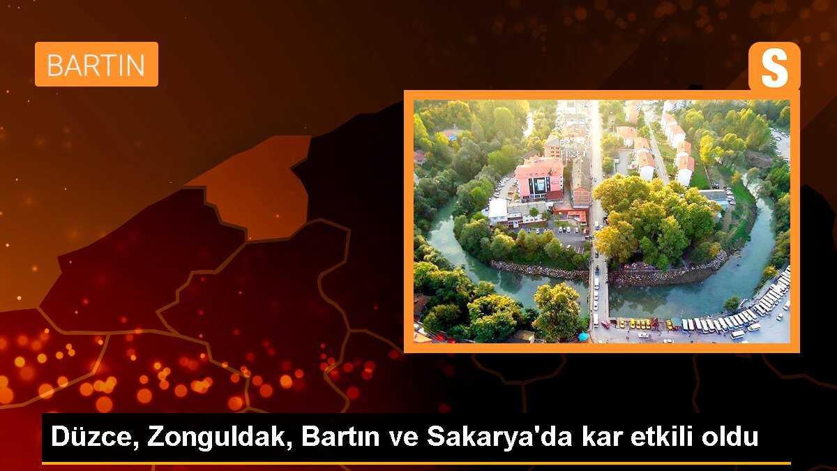 Düzce, Zonguldak, Bartın ve Sakarya\'da kar etkili oldu