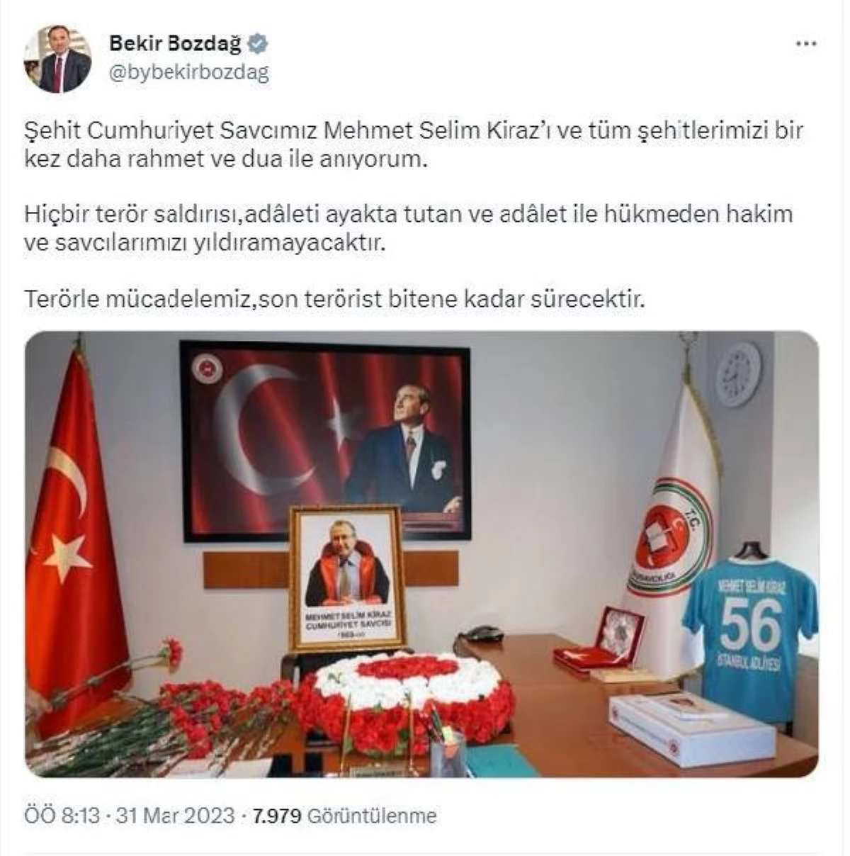 Bakan Bozdağ, Şehit Savcı Mehmet Selim Kiraz\'ı andı