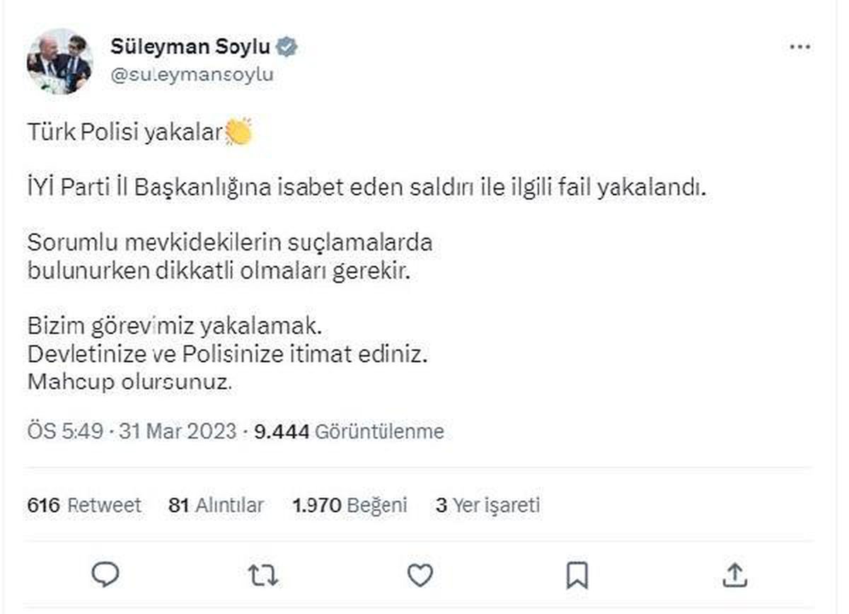 Bakan Soylu: İYİ Parti il binasına saldırı provokasyondur (2)