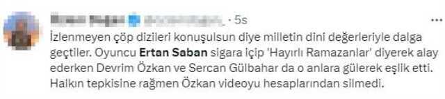 Elinde sigara varken 'Hayırlı Ramazanlar' diyen Ertan Saban'a tepki yağıyor