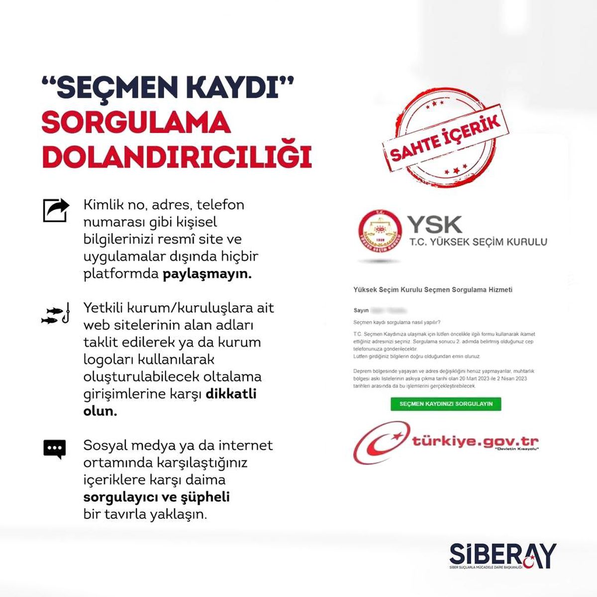 "Seçmen kaydınızı sorgulayın" linkiyle dolandırıcılığa dikkat