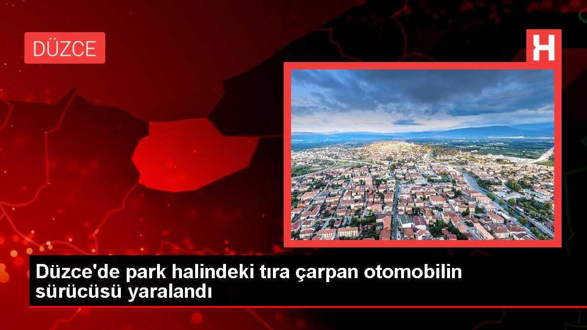 Düzce'de park halindeki tıra çarpan otomobilin sürücüsü yaralandı