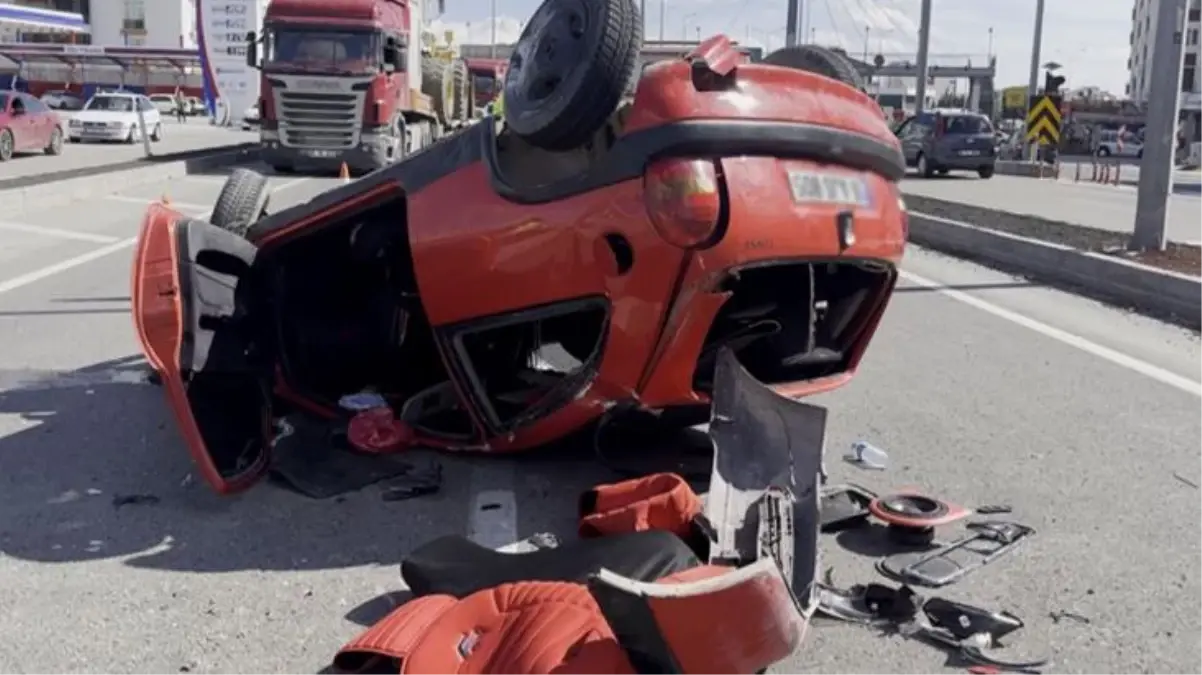 Takla atan otomobilden burnu bile kanamadan kurtuldu