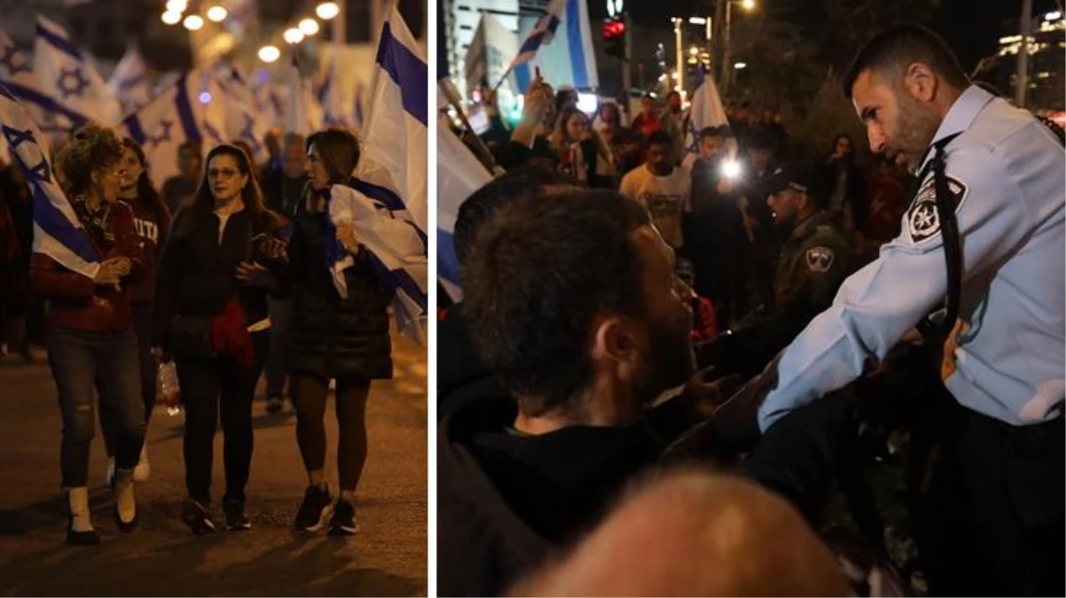 Netanyahu\'nun geri adımı işe yaramıyor! İsrail\'deki son protestoya taşınan bayraklar damga vurdu
