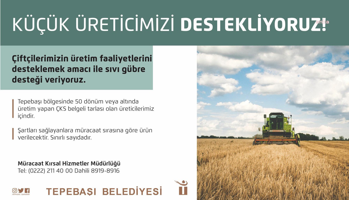 Tepebaşı Belediyesi\'nden 50 Dönüm ve Altında Üretim Yapan Çiftçilere Sıvı Gübre Desteği