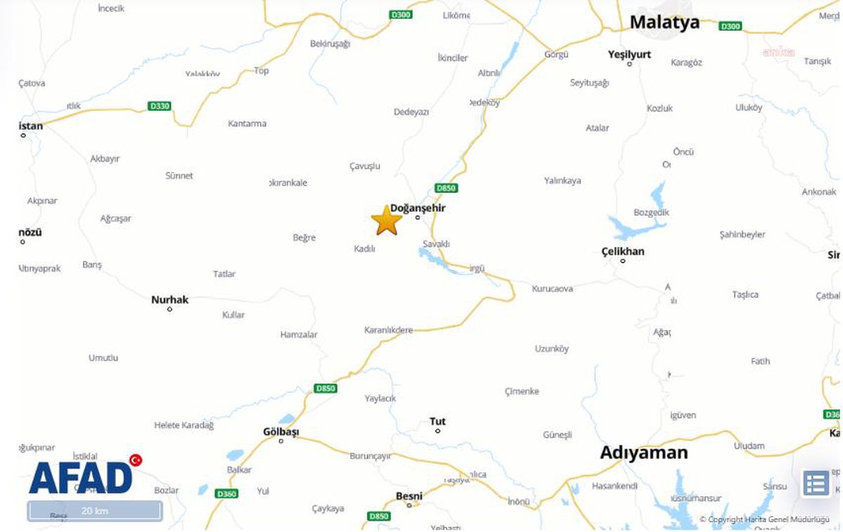 Malatya Doğanşehir\'de 4.3 Büyüklüğünde Deprem Oldu