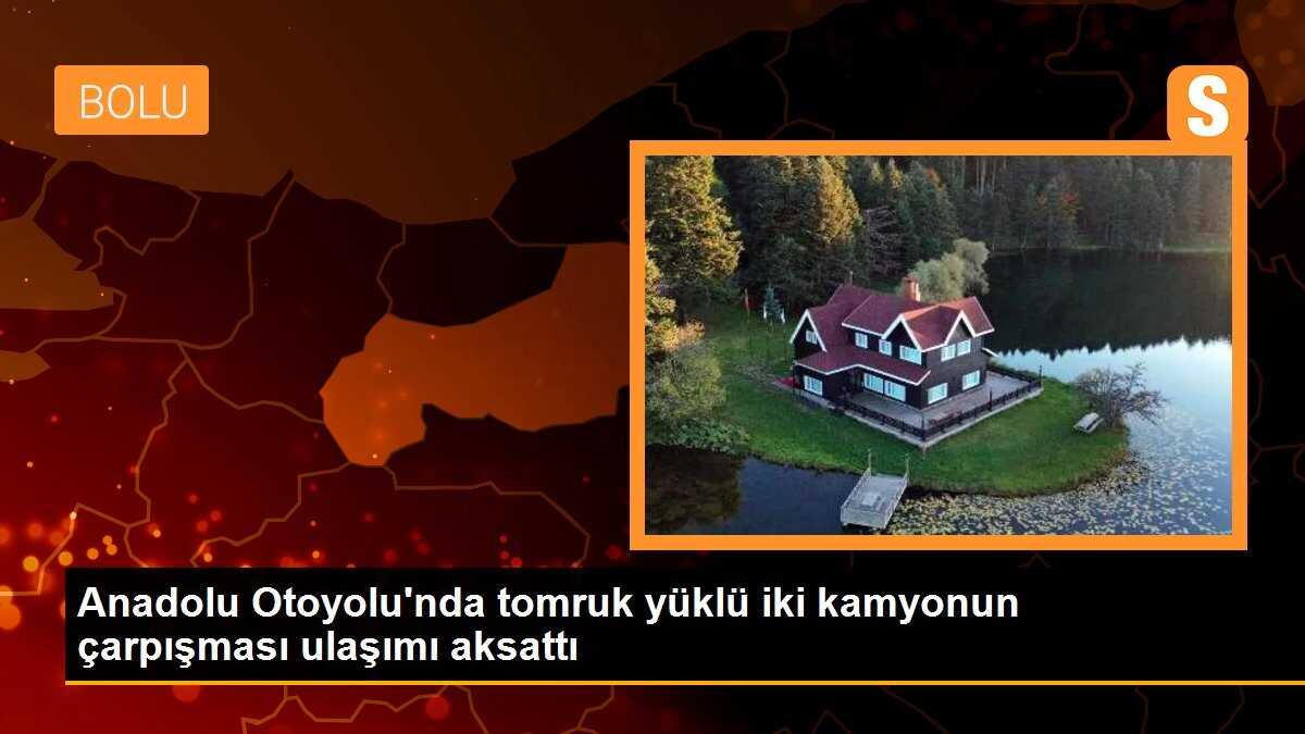 Anadolu Otoyolu\'nda tomruk yüklü iki kamyonun çarpışması ulaşımı aksattı