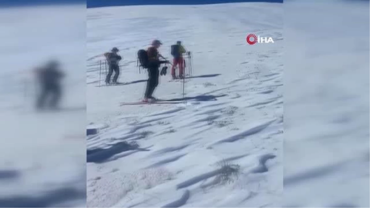 Yabancı dağcılar Nemrut Dağı\'nda kayak yaptı