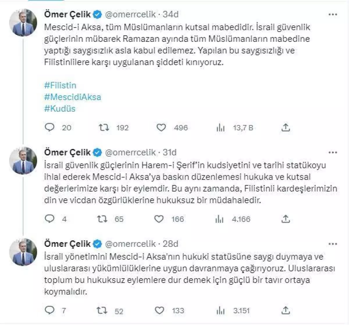 AK Parti\'li Çelik: Mescid-i Aksa\'ya yapılan saygısızlığı kınıyoruz