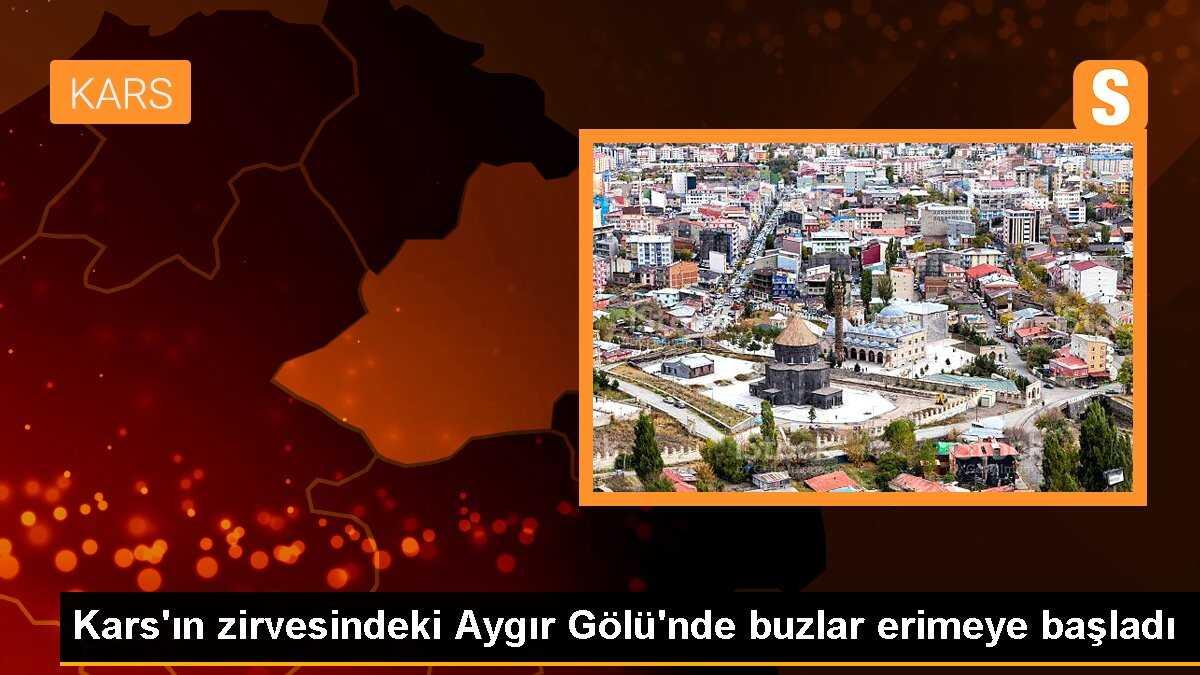 Kars\'ın zirvesindeki Aygır Gölü\'nde buzlar erimeye başladı