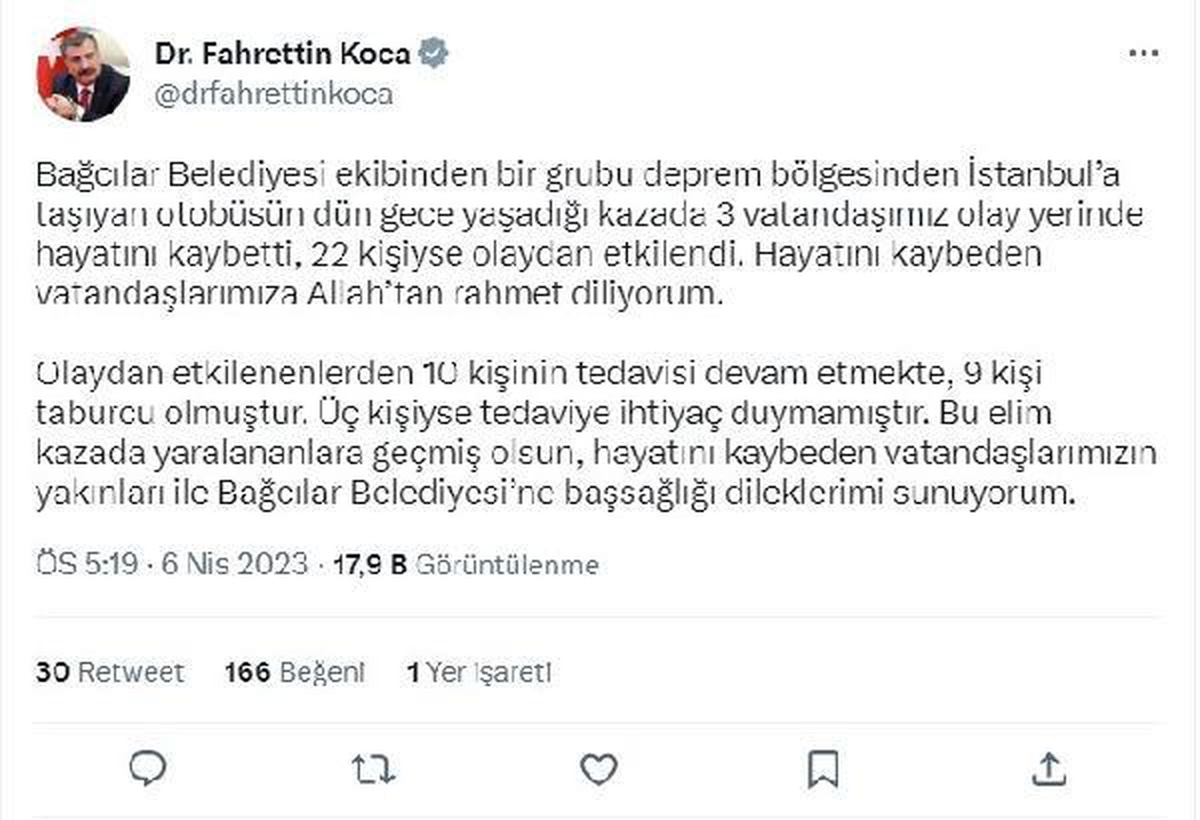 Bağcılar Belediyesi Otobüs Kazası Sonrası 9 Kişi Taburcu Oldu