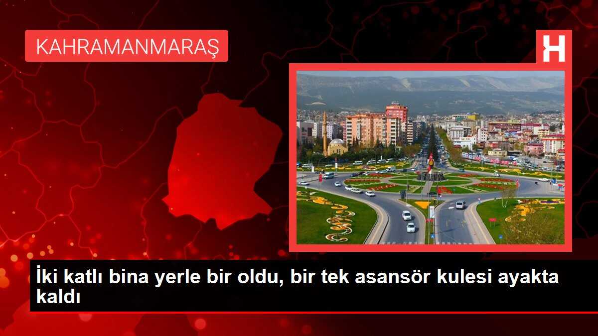 İki katlı bina yerle bir oldu, bir tek asansör kulesi ayakta kaldı