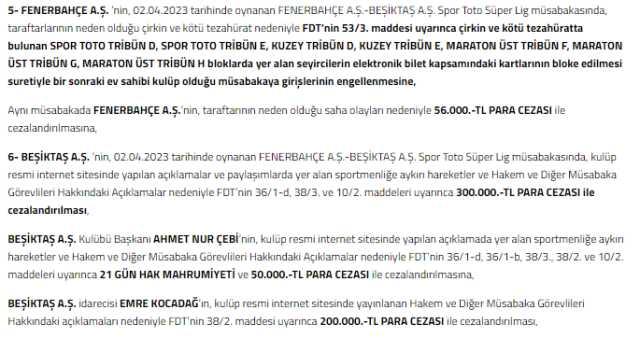 PFDK olaylı Beşiktaş - Galatasaray derbisinin faturası açıkladı! - Beşiktaş  - Spor Haberleri