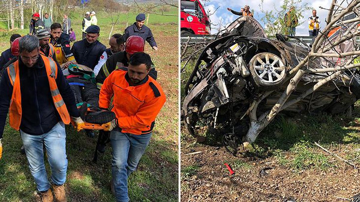2 saat önce aldıkları otomobille kaza yaptılar: 1'i ağır 2 yaralı