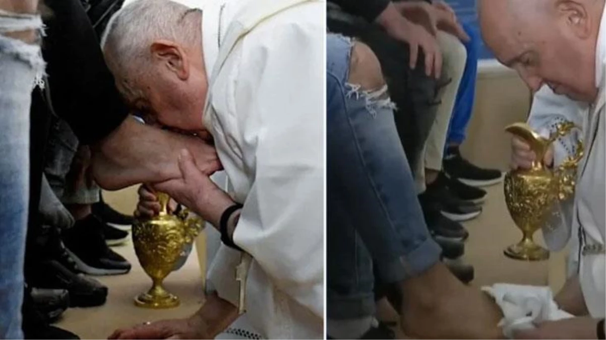 Papa Francis, geleneksel tören kapsamında 12 genç mahkumun ayaklarını yıkayıp öptü