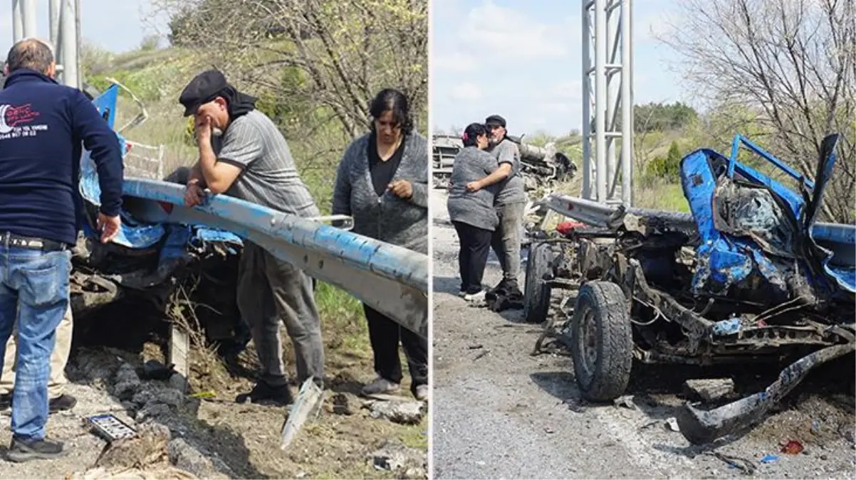 Edirne\'de tırın biçtiği kamyonette karı-koca mucize eseri hayatta kaldı! Yakıt bitince araçtan inmişler