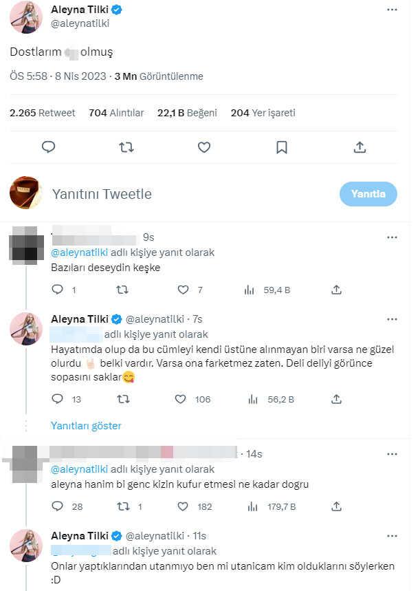 Aleyna Tilki'den küfürlü paylaşım! 'Doğru değil' diyen takipçisine verdiği cevap daha fena