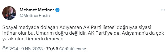 Mehmet Metiner'den partisinin aday listesine olay gönderme: Siyaset böyle bir şey işte