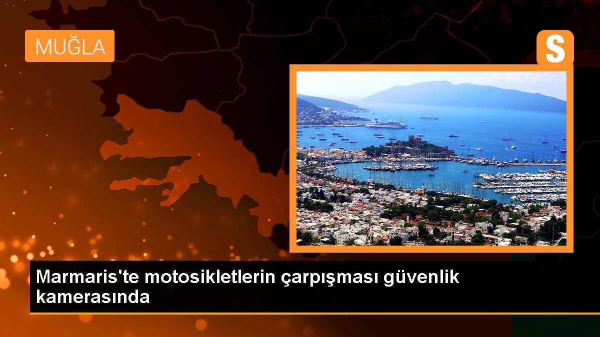 Marmaris\'te motosikletlerin çarpışması güvenlik kamerasında