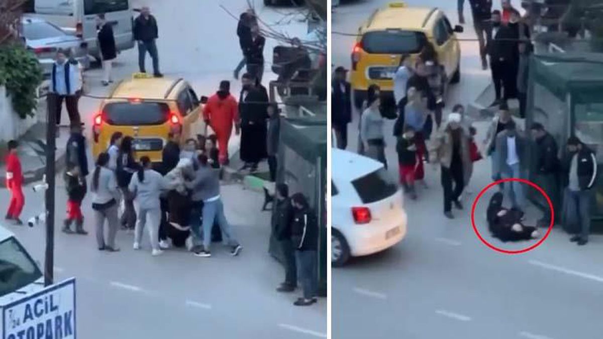 Kadınların yan bakma tartışması, saç saça baş başa kavgaya döndü! Zor ayırdılar