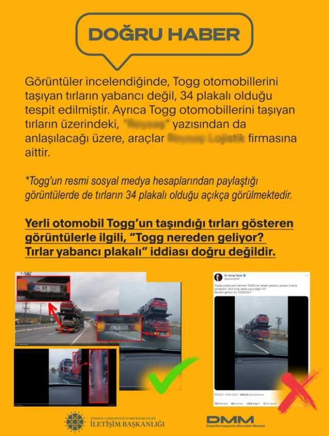 Togg'un yurtdışında üretildikten sonra Türkiye'ye getirildiği iddiası Togg'un yurtdışında üretildikten sonra Türkiye'ye getirildiği iddiası