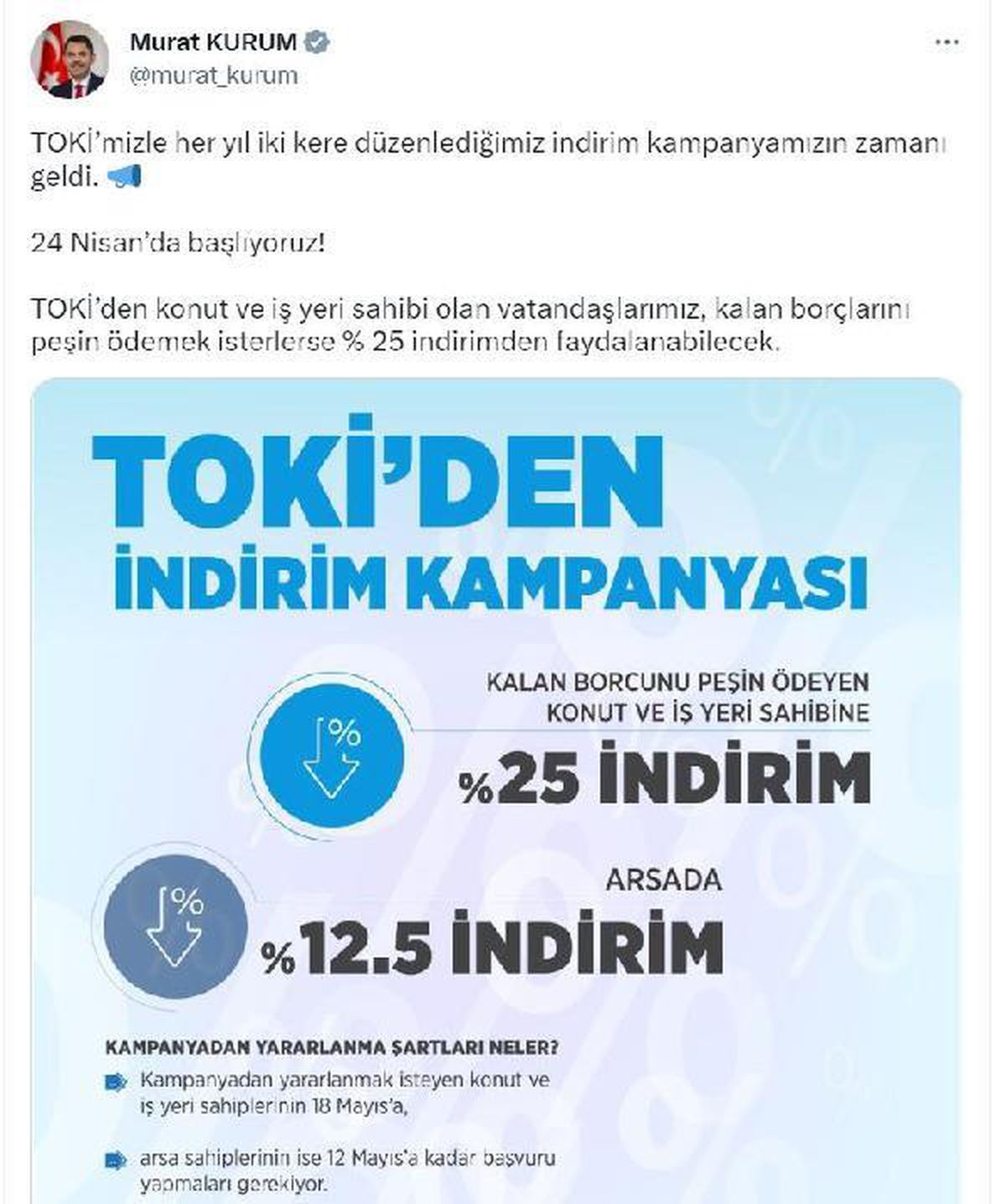 Bakan Kurum, TOKİ\'nin yeni indirim kampanyasını duyurdu Açıklaması