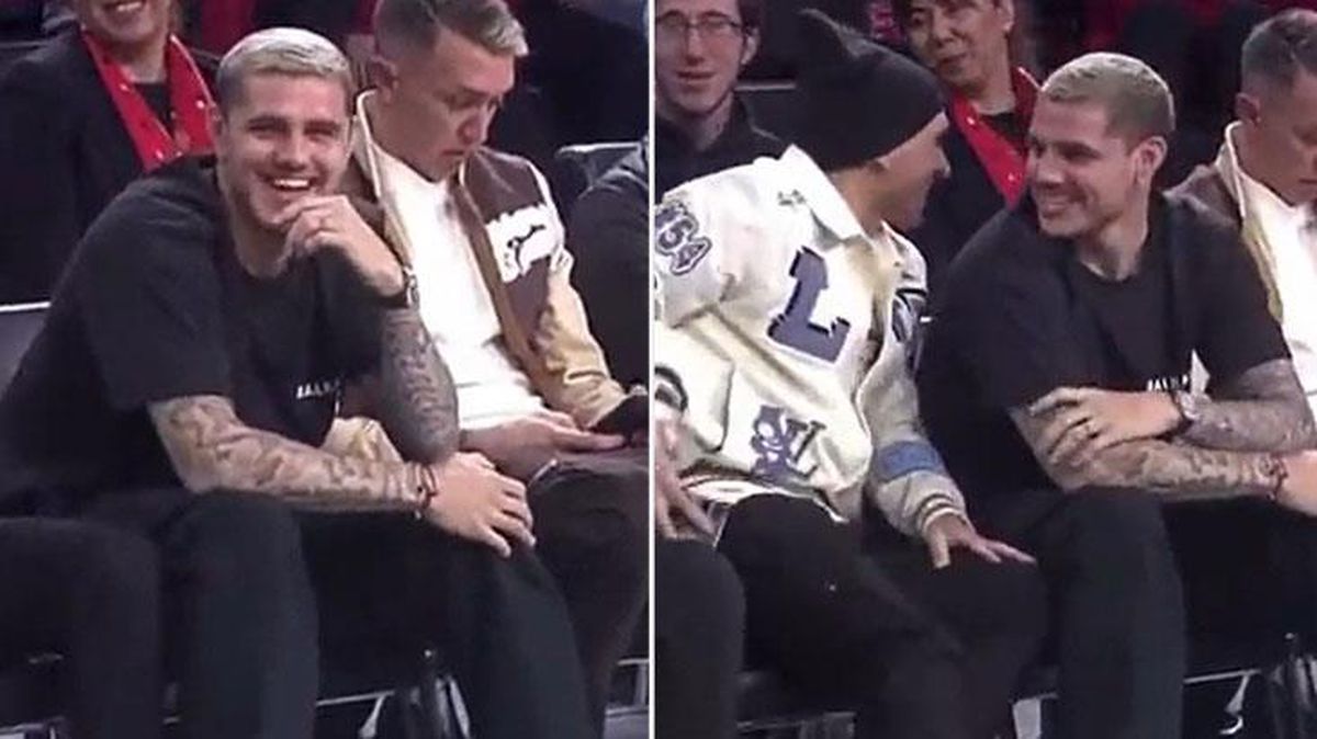 Galatasaray\'ın basketbol maçında tebessüm ettiren görüntüler! Tribünden gelen sesler Icardi\'yi kahkahaya boğdu