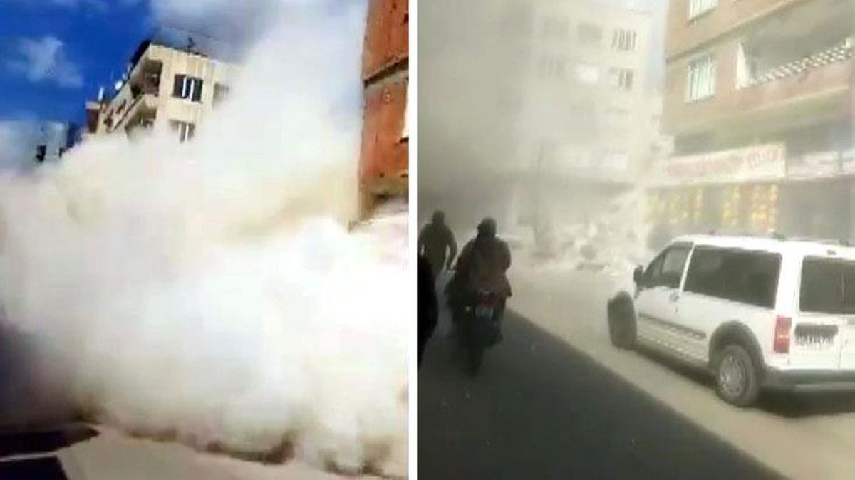 Tehlikenin yaşandığı an kamerada! İşlek caddedeki 6 katlı apartmanın bir anda yıkıldı