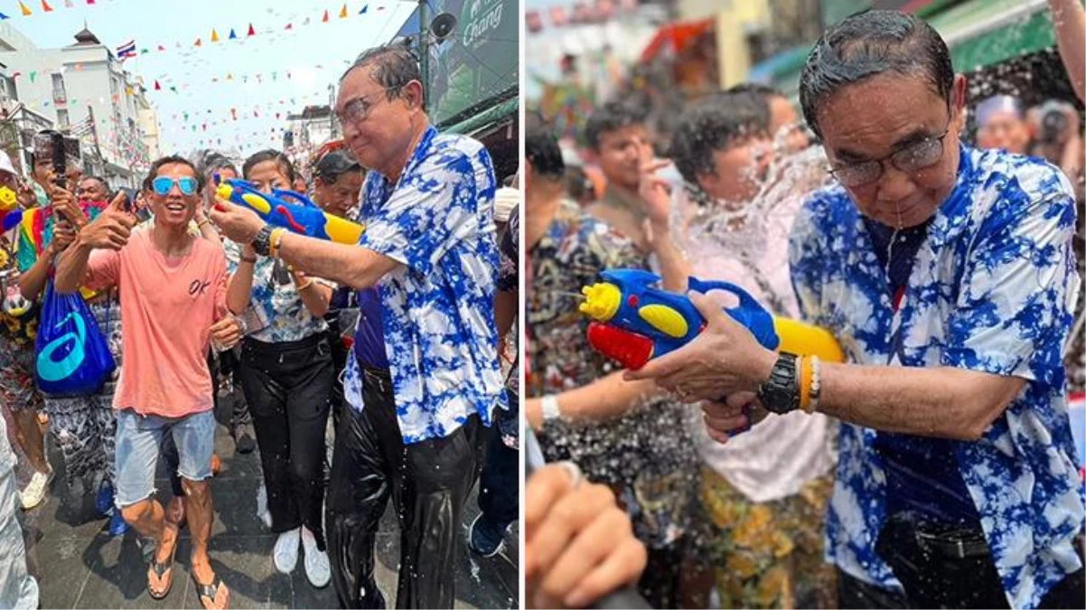 Tayland\'da festival coşkusu tüm ülkeyi sardı, başbakan su savaşına katıldı