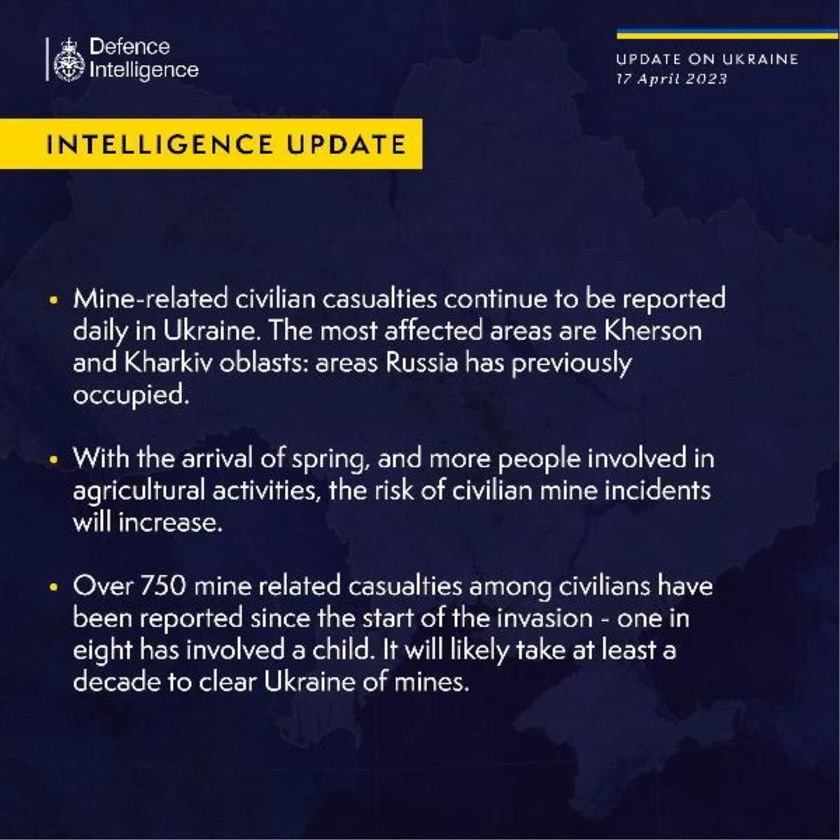 İngiltere istihbarat raporu: Ukrayna\'da 750\'den fazla mayın kaynaklı can kaybı rapor edildi