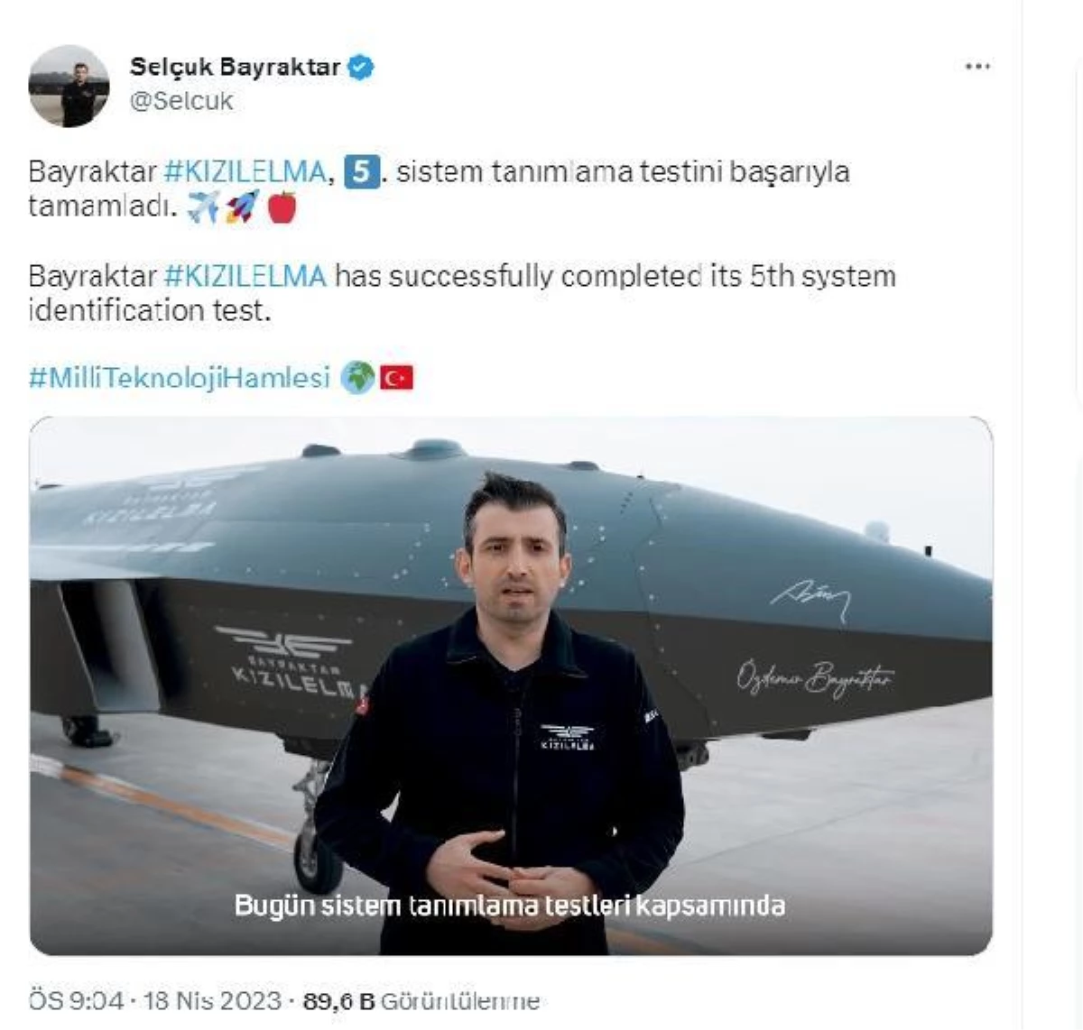 Selçuk Bayraktar: "Bayraktar KIZILELMA bugün 5\'inci uçuş testini gerçekleştirdi"