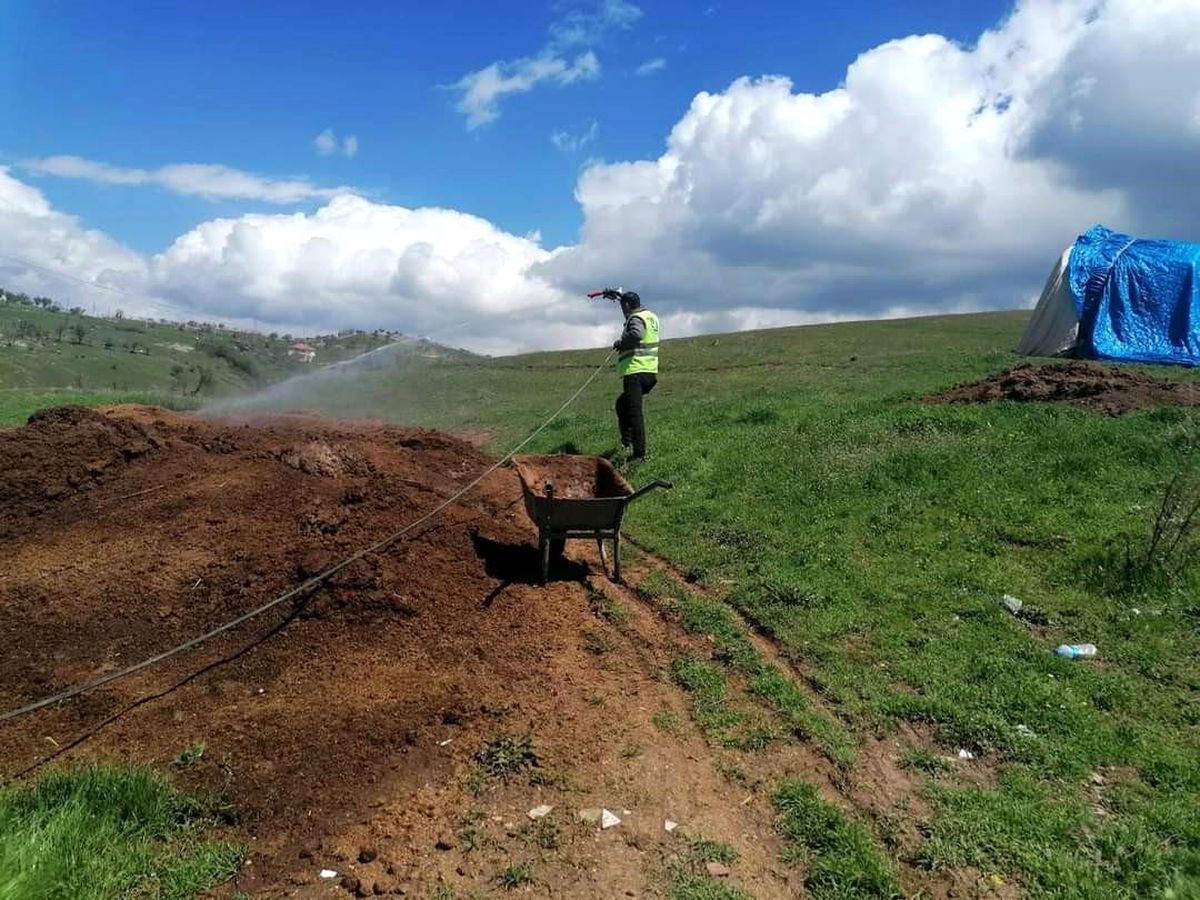 Gölbaşı Belediyesi larva ile mücadele ediyor