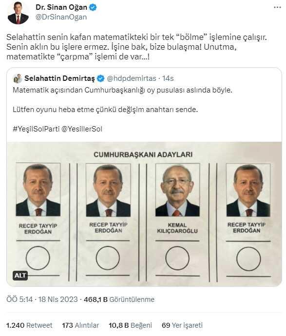 Sinan Oğan'dan Selahattin Demirtaş'ın paylaştığı oy pusulasına tepki